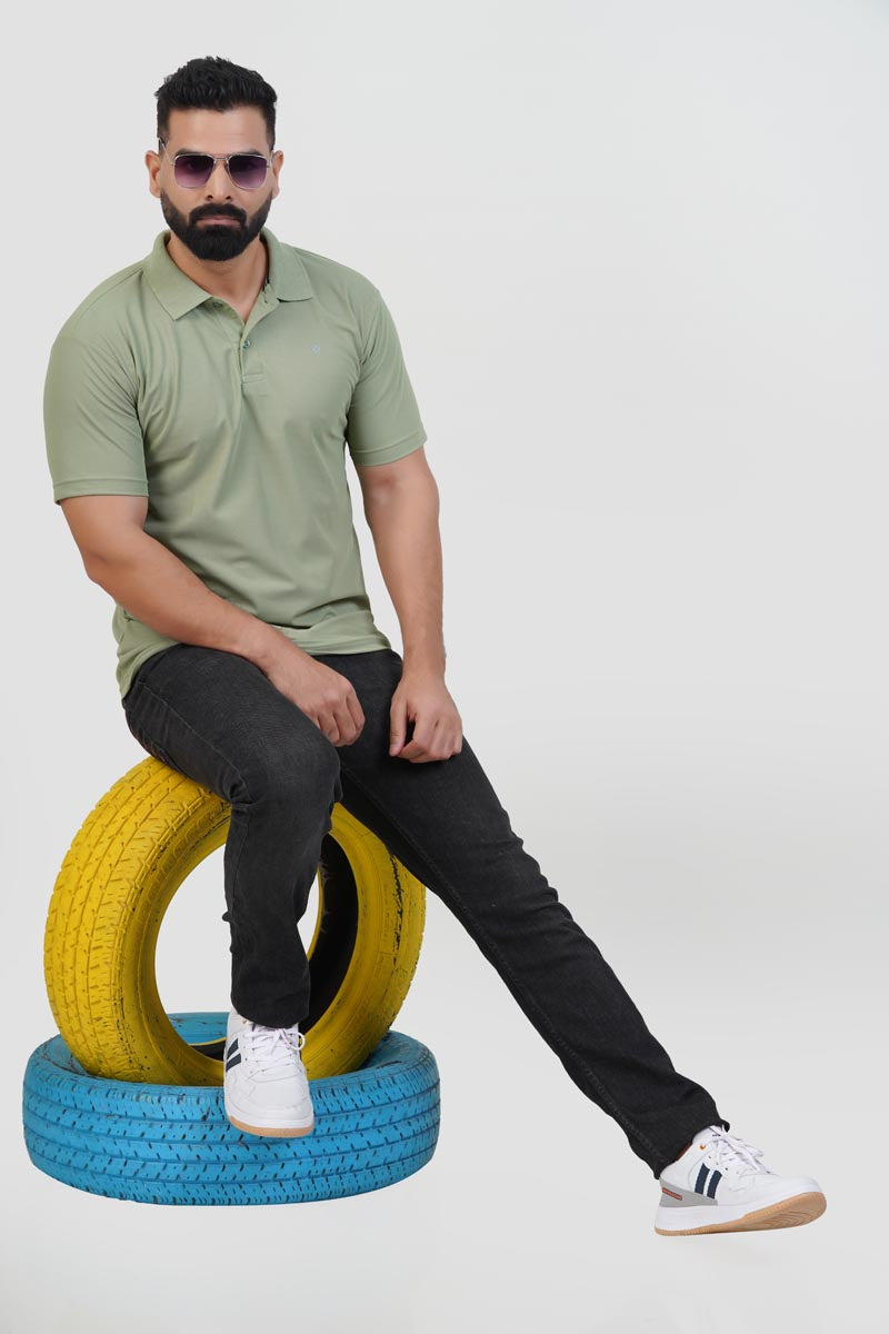 ZEST Men’s Premium Polo T-Shirt – Sage Green – Half Sleeve