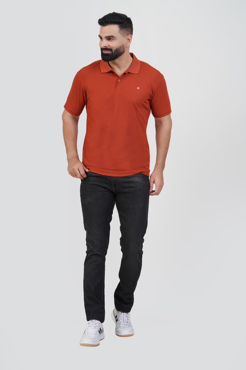 ZEST Men’s Premium Polo T-Shirt – Rust Orange – Half Sleeve