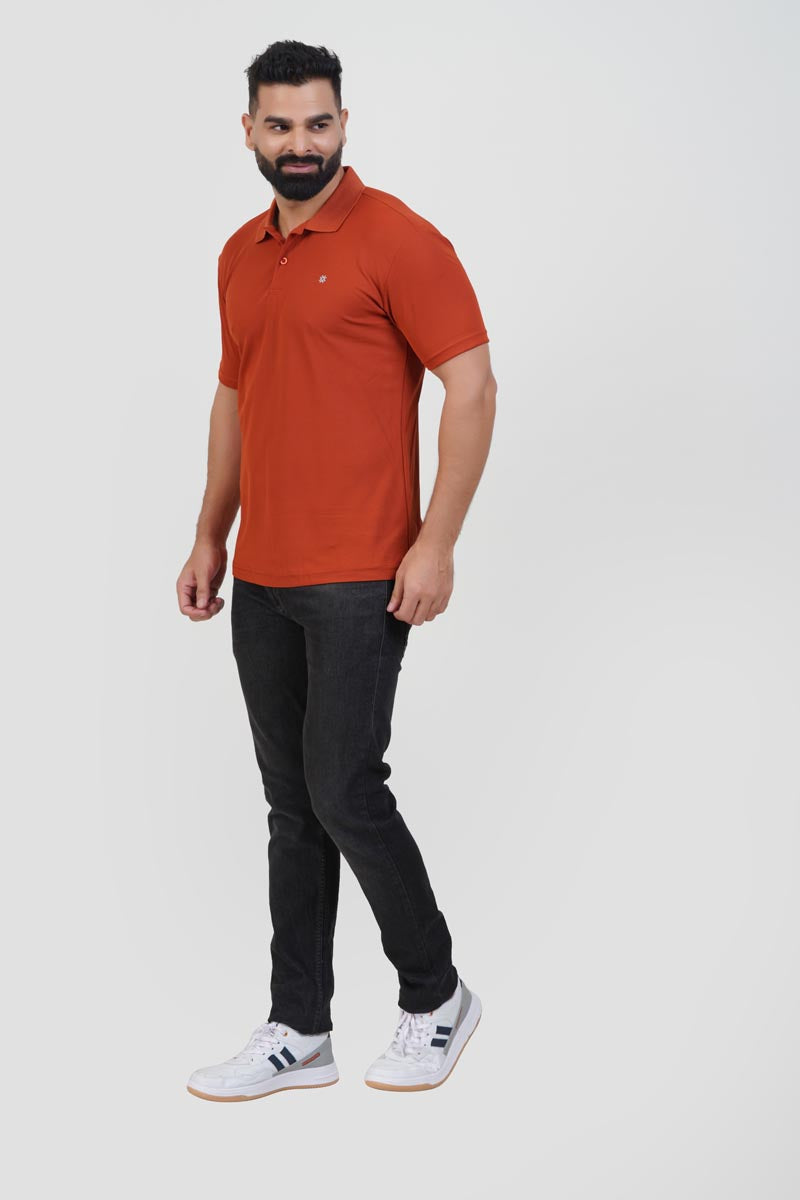 ZEST Men’s Premium Polo T-Shirt – Rust Orange – Half Sleeve
