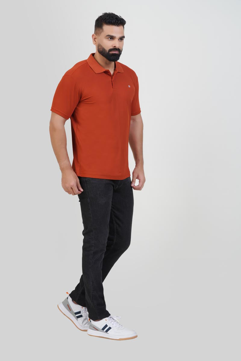 ZEST Men’s Premium Polo T-Shirt – Rust Orange – Half Sleeve