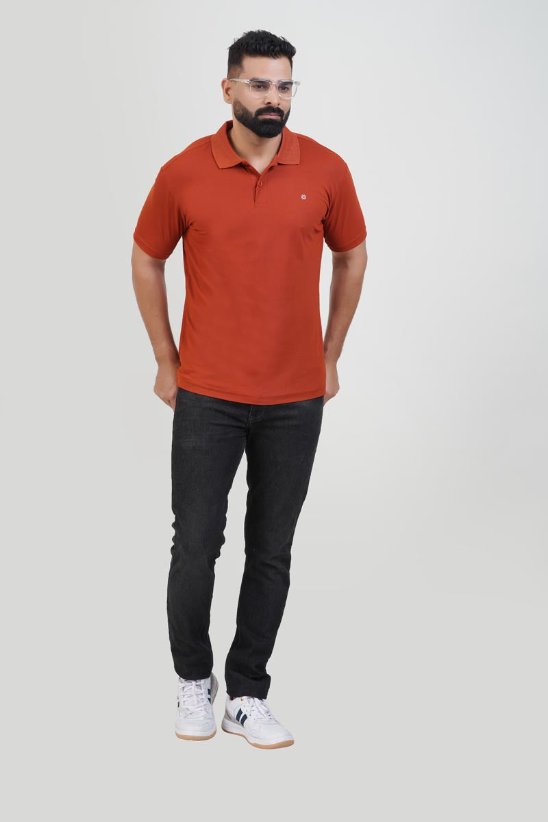 ZEST Men’s Premium Polo T-Shirt – Rust Orange – Half Sleeve