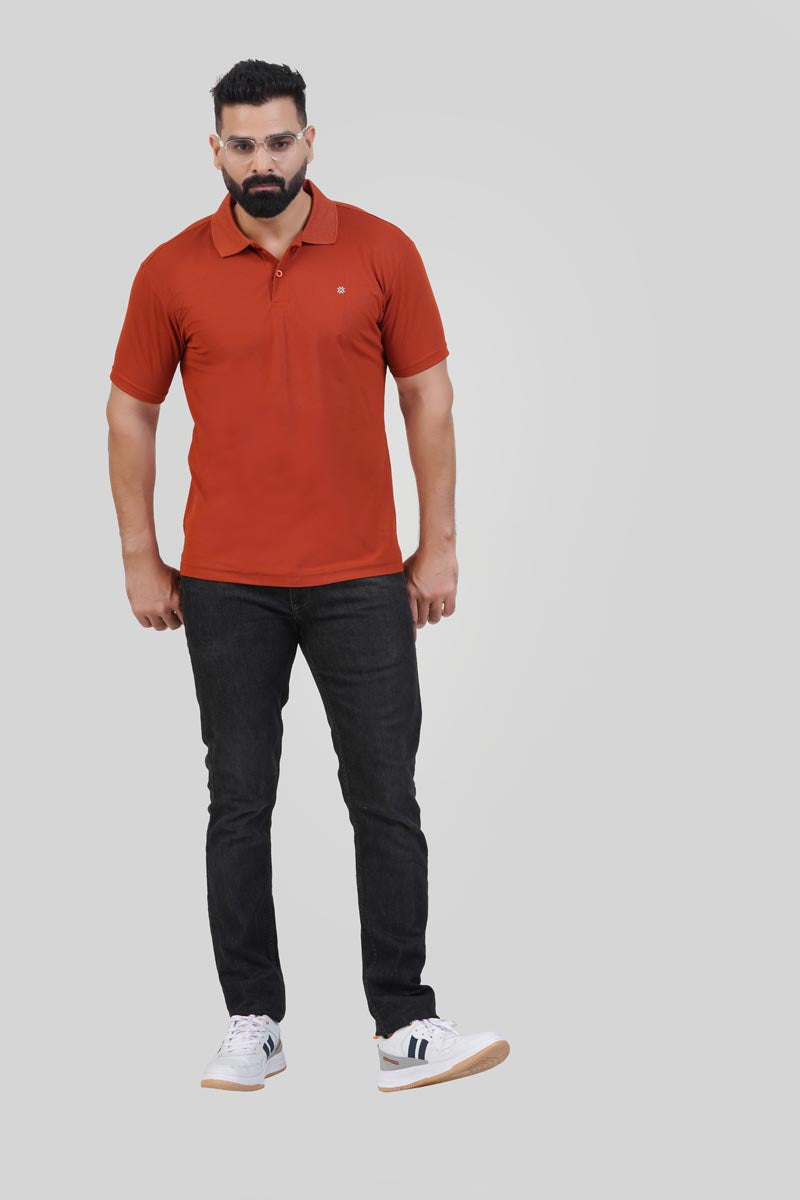 ZEST Men’s Premium Polo T-Shirt – Rust Orange – Half Sleeve