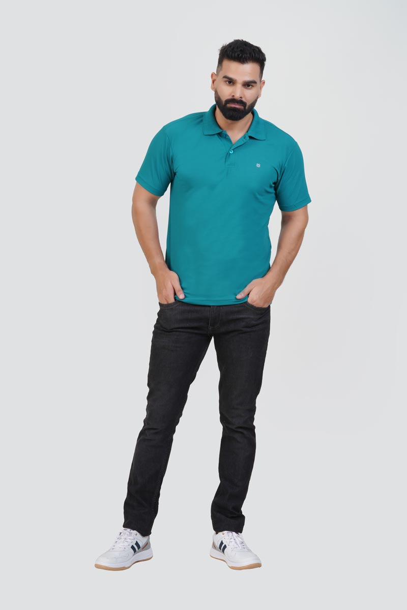 ZEST Men’s Premium Polo T-Shirt – Teal Green – Half Sleeve