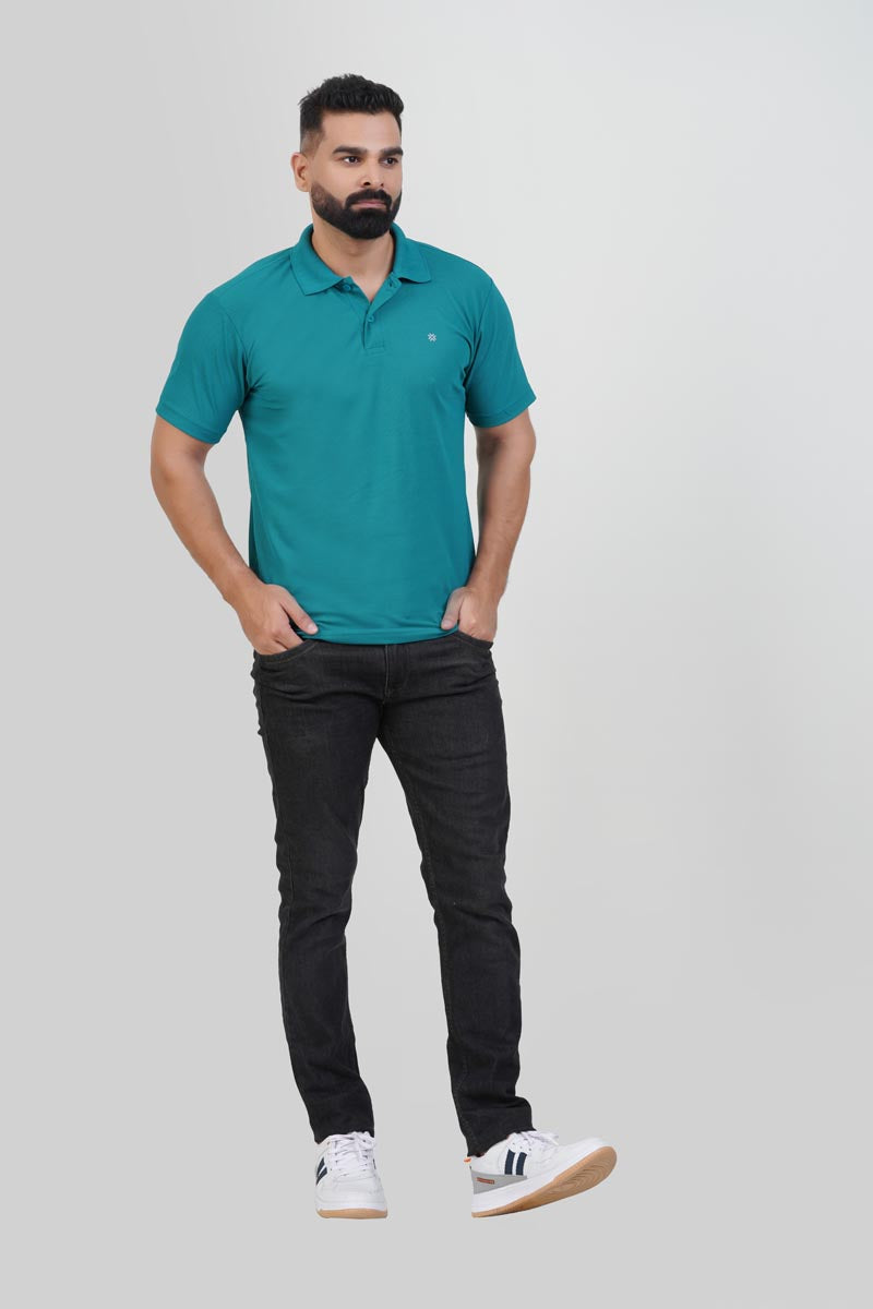ZEST Men’s Premium Polo T-Shirt – Teal Green – Half Sleeve