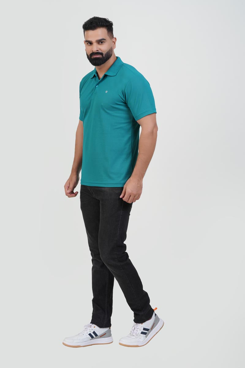 ZEST Men’s Premium Polo T-Shirt – Teal Green – Half Sleeve