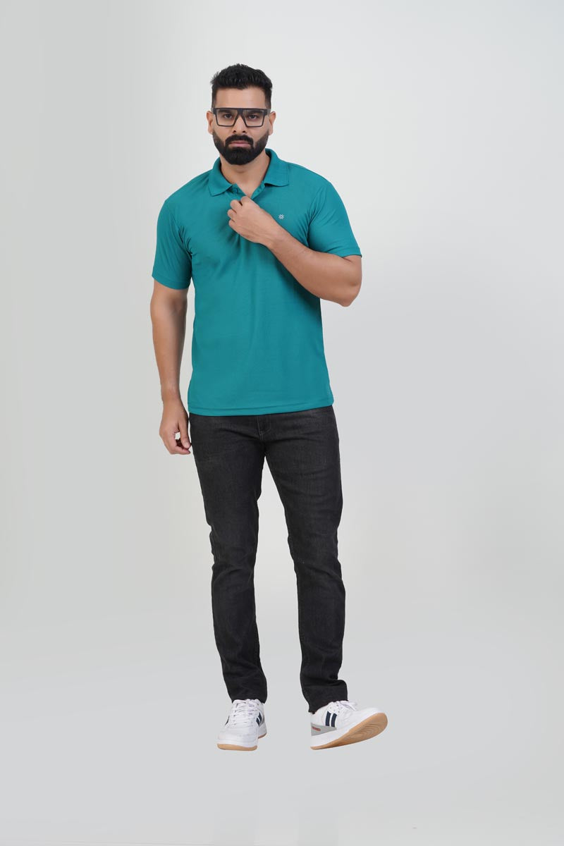 ZEST Men’s Premium Polo T-Shirt – Teal Green – Half Sleeve