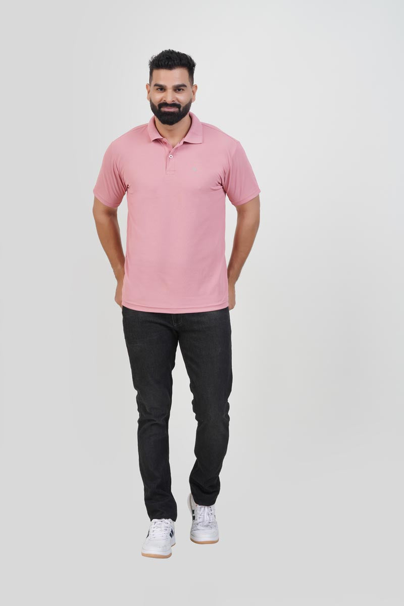 ZEST Men’s Premium Polo T-Shirt – Rose Pink – Half Sleeve