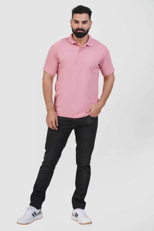 ZEST Men’s Premium Polo T-Shirt – Rose Pink – Half Sleeve Main Image