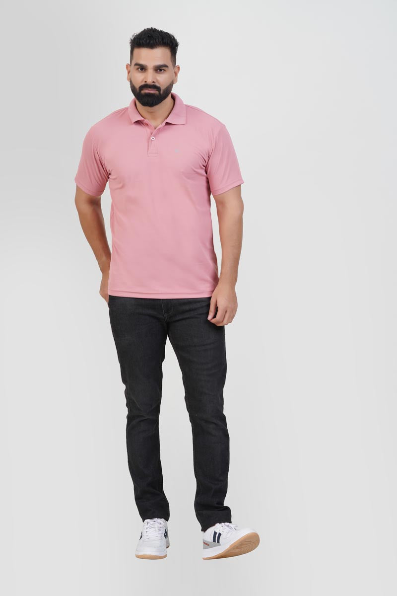 ZEST Men’s Premium Polo T-Shirt – Rose Pink – Half Sleeve