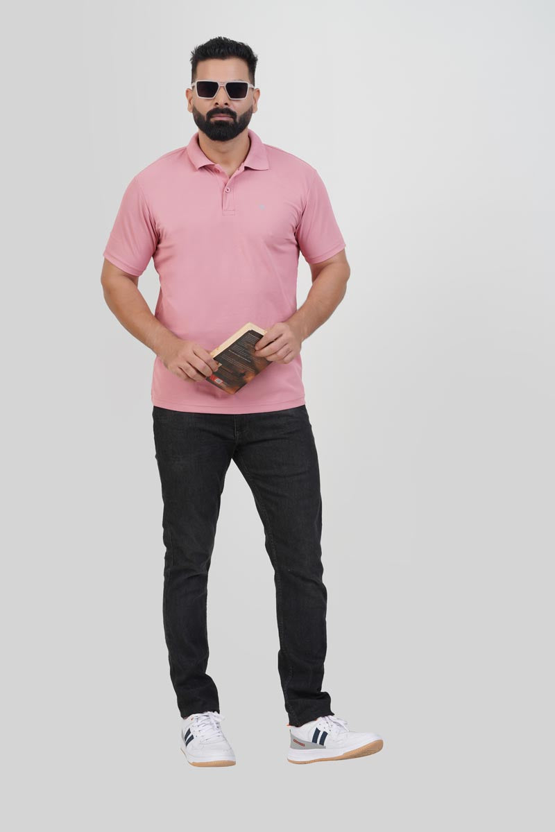 ZEST Men’s Premium Polo T-Shirt – Rose Pink – Half Sleeve