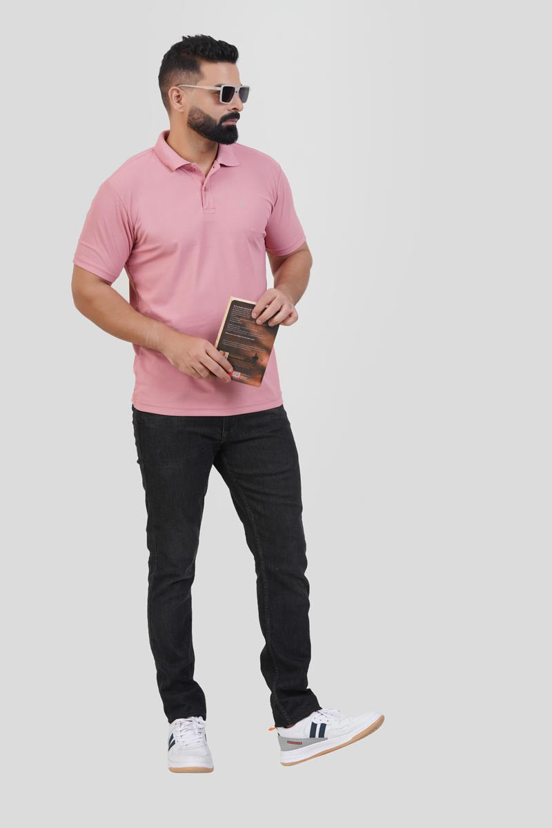 ZEST Men’s Premium Polo T-Shirt – Rose Pink – Half Sleeve