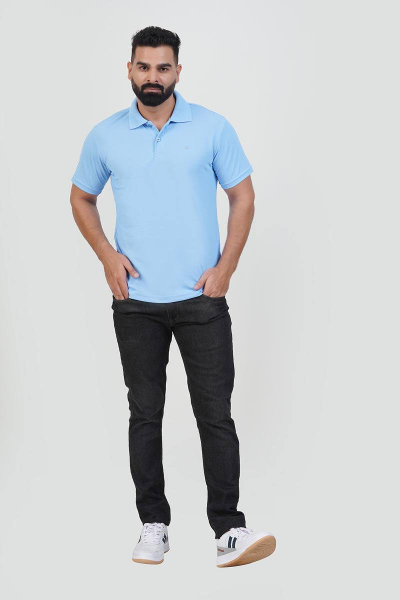 ZEST Men’s Premium Polo T-Shirt – Baby Blue – Half Sleeve