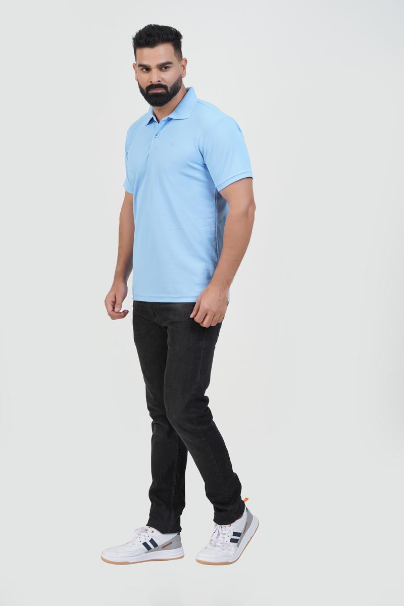 ZEST Men’s Premium Polo T-Shirt – Baby Blue – Half Sleeve