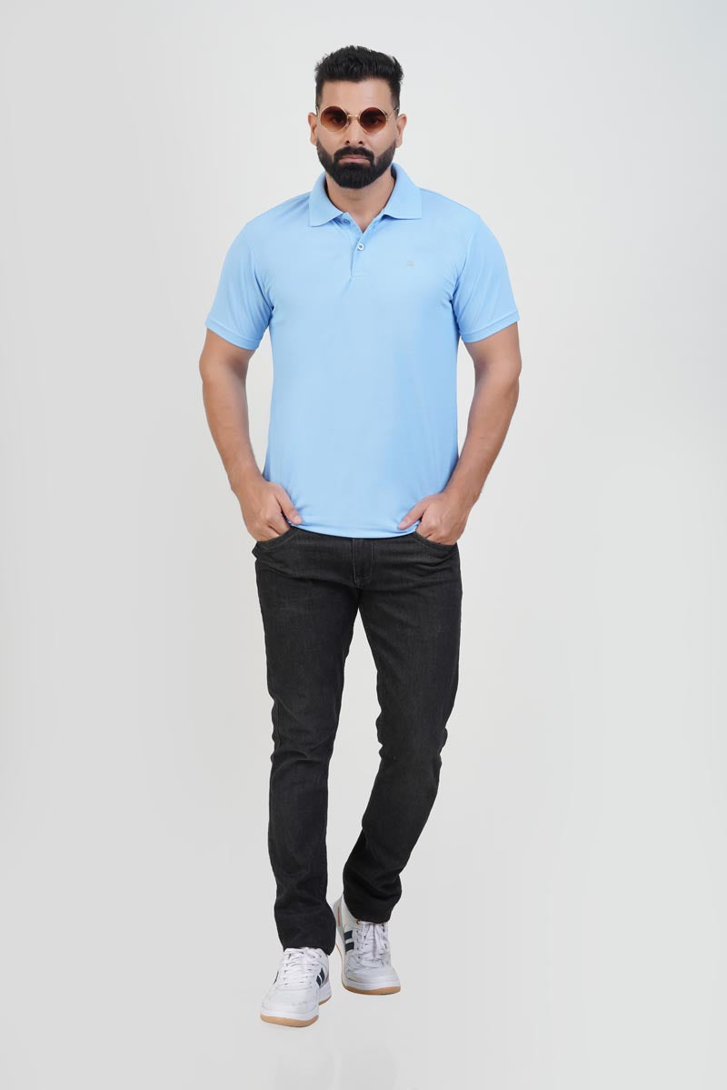 ZEST Men’s Premium Polo T-Shirt – Baby Blue – Half Sleeve