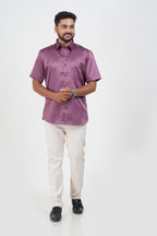 Orgia Men’s Premium Formal Shirt – Plum Purple – Half Sleeve