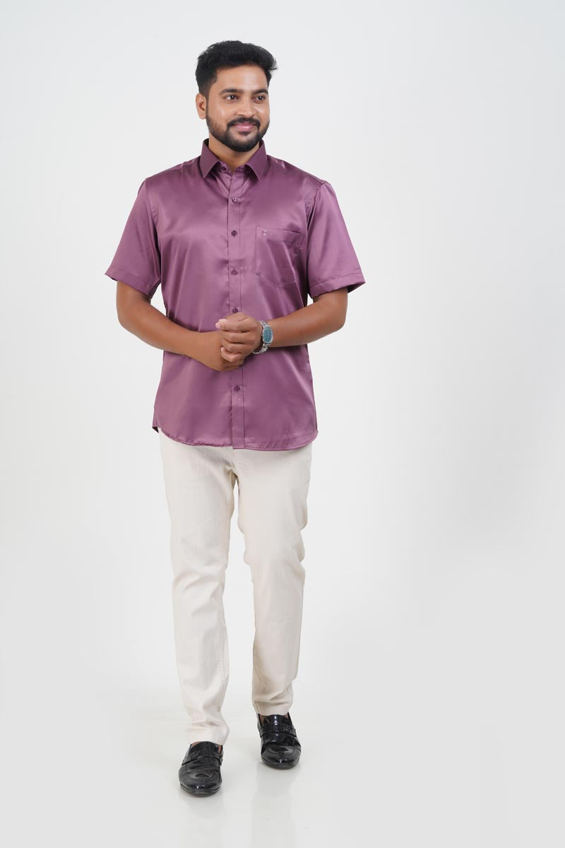 Orgia Men’s Premium Formal Shirt – Plum Purple – Half Sleeve