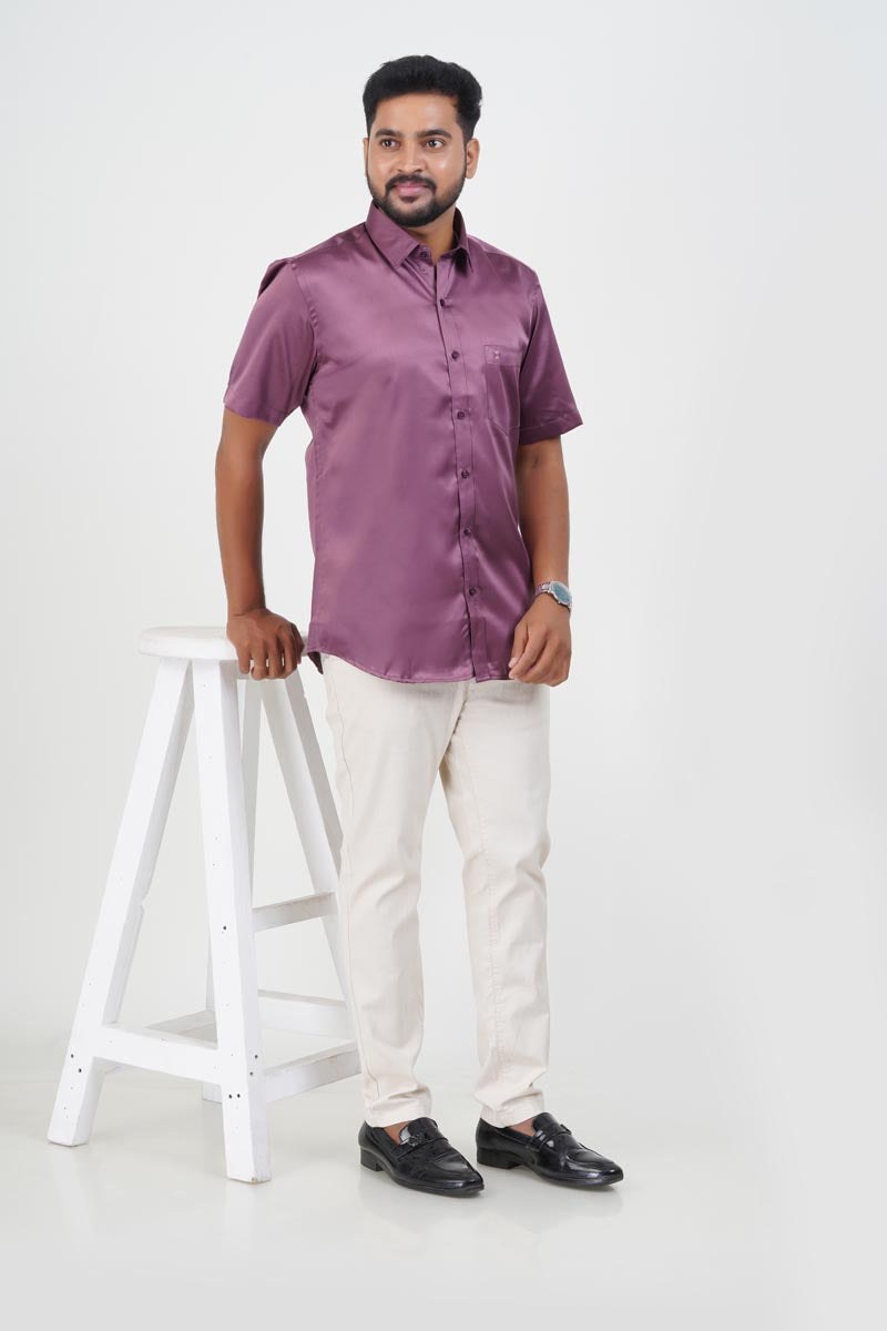 Orgia Men’s Premium Formal Shirt – Plum Purple – Half Sleeve