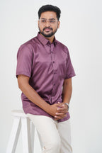 Orgia Men’s Premium Formal Shirt – Plum Purple – Half Sleeve