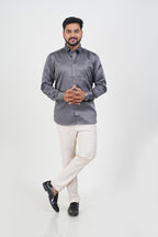 Orgia Men’s Premium Formal Shirt – Steel Grey – Full Sleeve
