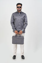 Orgia Men’s Premium Formal Shirt – Steel Grey – Full Sleeve