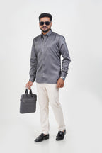 Orgia Men’s Premium Formal Shirt – Steel Grey – Full Sleeve