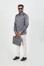 Orgia Men’s Premium Formal Shirt – Steel Grey – Full Sleeve