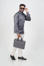 Orgia Men’s Premium Formal Shirt – Steel Grey – Full Sleeve