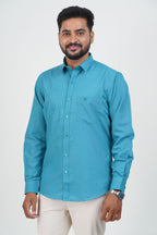 Cool Club Plus Men’s Formal Shirt – Turquoise Blue – Full Sleeve