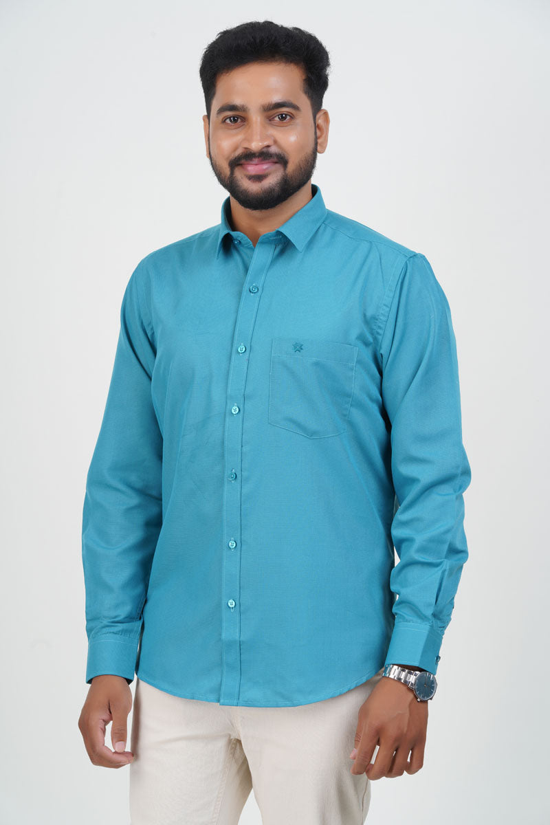 Cool Club Plus Men’s Formal Shirt – Turquoise Blue – Full Sleeve