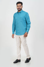 Cool Club Plus Men’s Formal Shirt – Turquoise Blue – Full Sleeve