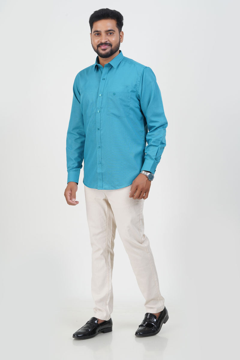 Cool Club Plus Men’s Formal Shirt – Turquoise Blue – Full Sleeve