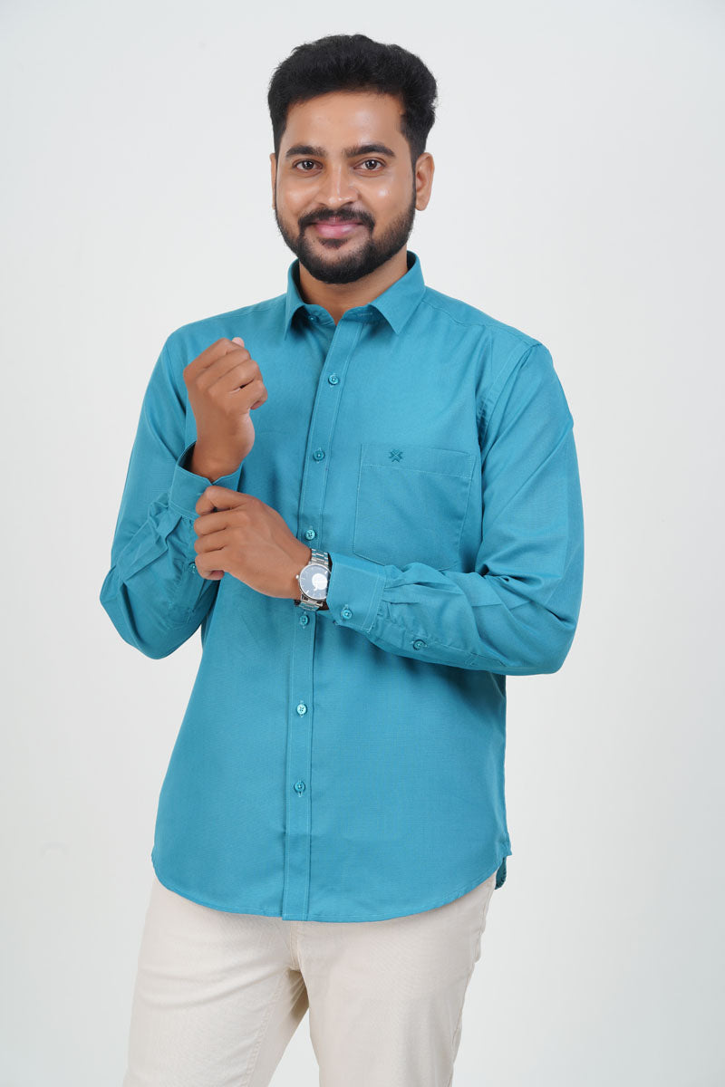 Cool Club Plus Men’s Formal Shirt – Turquoise Blue – Full Sleeve
