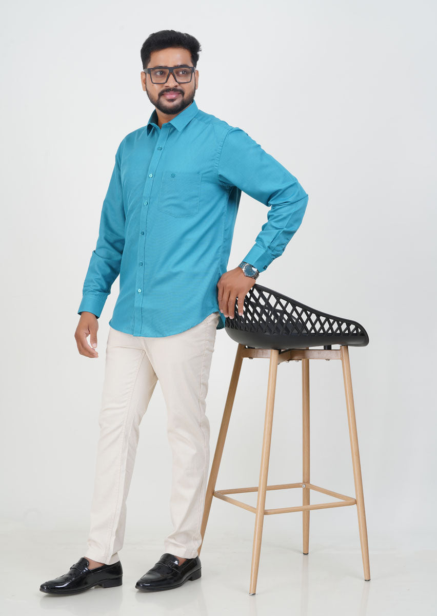 Cool Club Plus Men’s Formal Shirt – Turquoise Blue – Full Sleeve