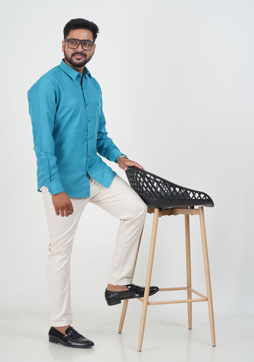 Cool Club Plus Men’s Formal Shirt – Turquoise Blue – Full Sleeve