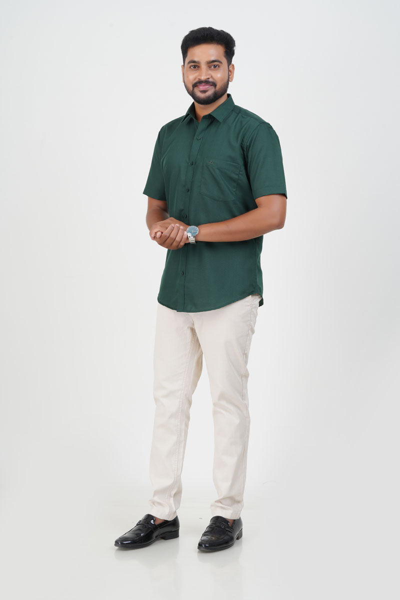 Cool Club Plus Men’s Formal Shirt – Dark Green  – Half Sleeve