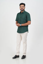 Cool Club Plus Men’s Formal Shirt – Dark Green  – Half Sleeve
