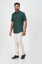 Cool Club Plus Men’s Formal Shirt – Dark Green  – Half Sleeve