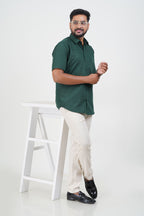 Cool Club Plus Men’s Formal Shirt – Dark Green  – Half Sleeve