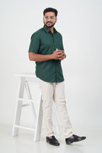 Cool Club Plus Men’s Formal Shirt – Dark Green  – Half Sleeve