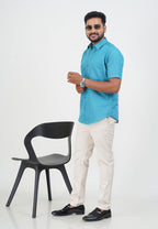 Cool Club Plus Men’s Formal Shirt–Turquoise Blue – Half Sleeve