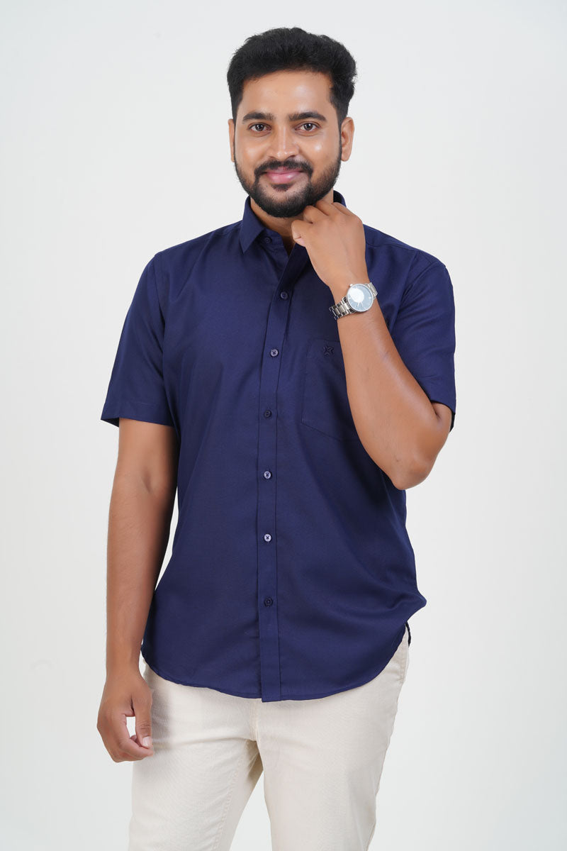 Cool Club Plus Men’s Formal Shirt – Navy Blue  – Half Sleeve