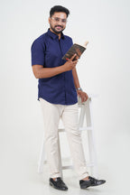 Cool Club Plus Men’s Formal Shirt – Navy Blue  – Half Sleeve
