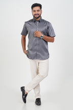 Orgia Men’s Premium Formal Shirt – Steel Grey – Half Sleeve
