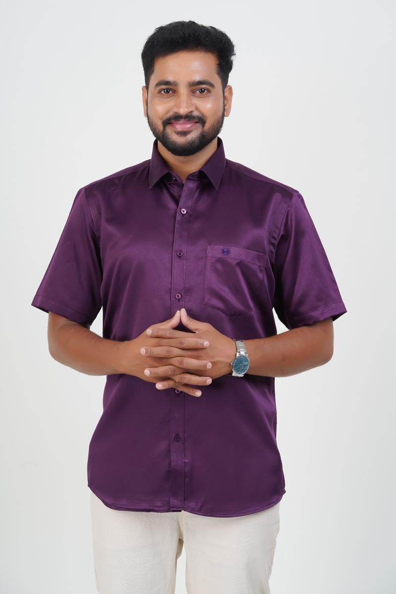 Orgia Men’s Premium Formal Shirt – Wine Purple – Half Sleeve