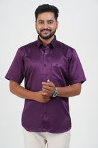 Orgia Men’s Premium Formal Shirt – Wine Purple – Half Sleeve