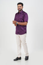 Orgia Men’s Premium Formal Shirt – Wine Purple – Half Sleeve