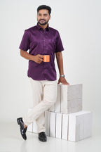 Orgia Men’s Premium Formal Shirt – Wine Purple – Half Sleeve