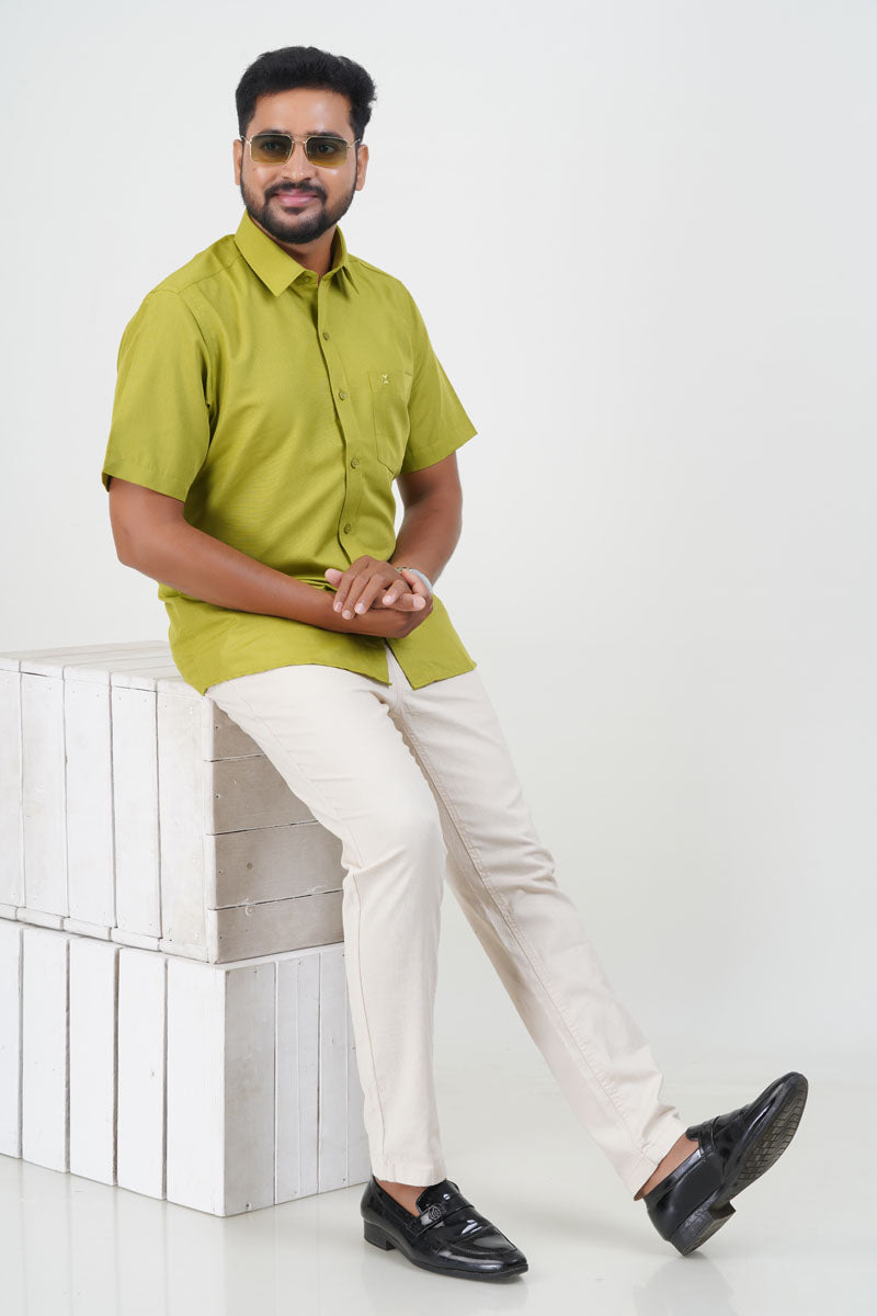 Cool Club Plus Men’s Formal Shirt – Lime Green – Half Sleeve