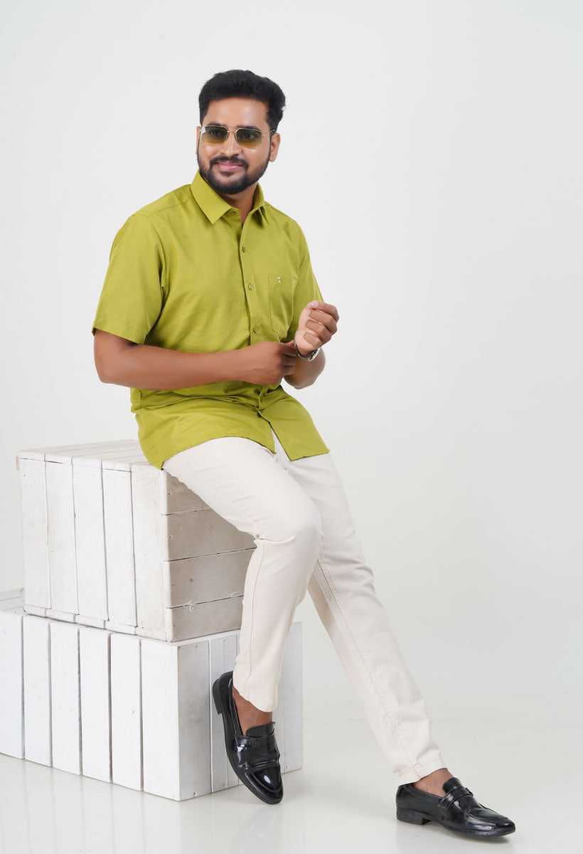 Cool Club Plus Men’s Formal Shirt – Lime Green – Half Sleeve