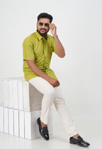 Cool Club Plus Men’s Formal Shirt – Lime Green – Half Sleeve